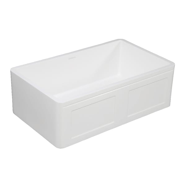 Gourmetier Solid Surface Stone Apron Front Farmhouse Sgl Bowl Kitchen Sink, White GKFA301810DS - main